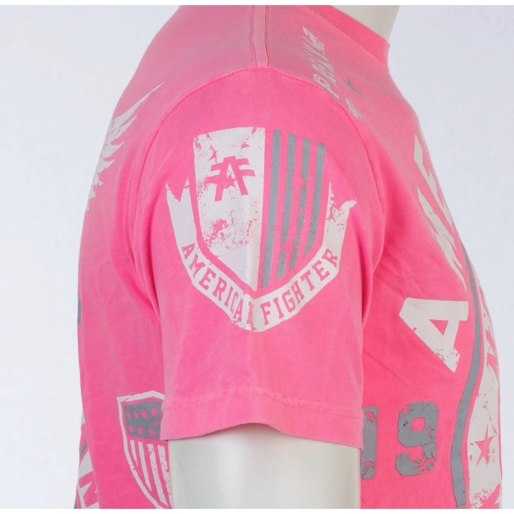 AMERICAN FIGHTER Men's T-Shirt MADISON Athletic Biker GYM Pink MMA - Picture 7 of 10